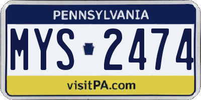 PA license plate MYS2474