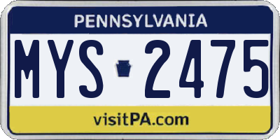 PA license plate MYS2475
