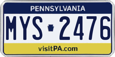 PA license plate MYS2476