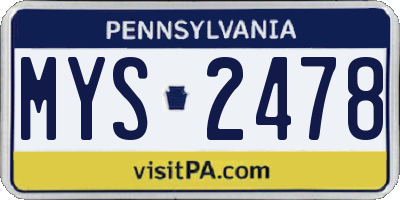PA license plate MYS2478