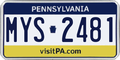 PA license plate MYS2481