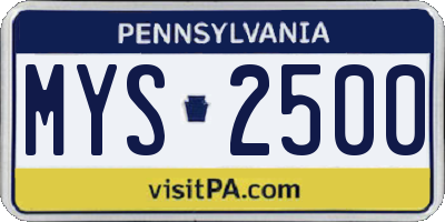 PA license plate MYS2500