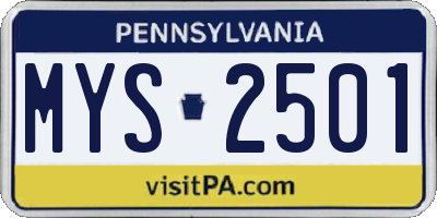 PA license plate MYS2501