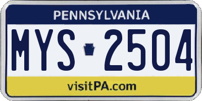 PA license plate MYS2504