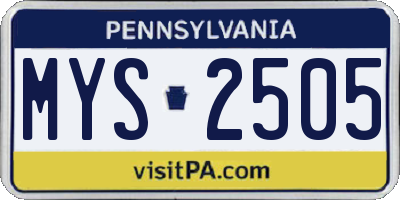 PA license plate MYS2505