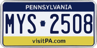 PA license plate MYS2508