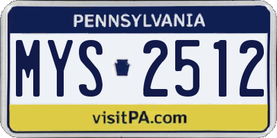 PA license plate MYS2512