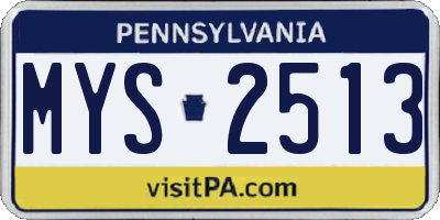 PA license plate MYS2513