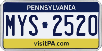 PA license plate MYS2520