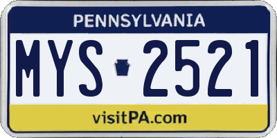 PA license plate MYS2521