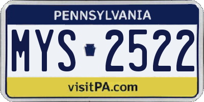 PA license plate MYS2522