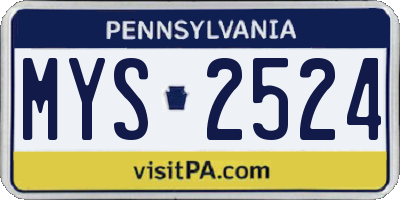 PA license plate MYS2524