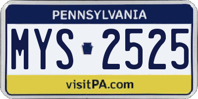 PA license plate MYS2525