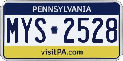 PA license plate MYS2528