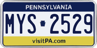 PA license plate MYS2529