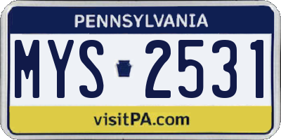 PA license plate MYS2531