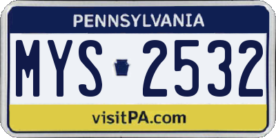 PA license plate MYS2532