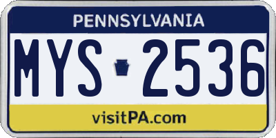 PA license plate MYS2536