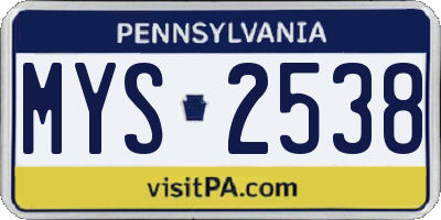 PA license plate MYS2538