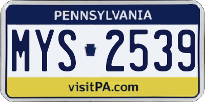 PA license plate MYS2539