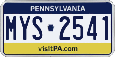 PA license plate MYS2541