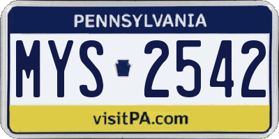 PA license plate MYS2542