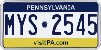 PA license plate MYS2545