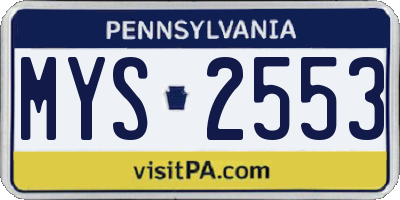 PA license plate MYS2553