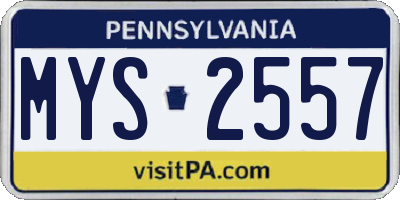 PA license plate MYS2557