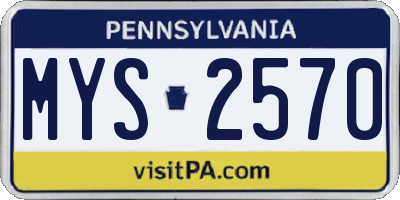 PA license plate MYS2570