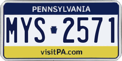 PA license plate MYS2571