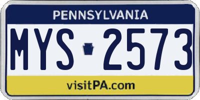PA license plate MYS2573
