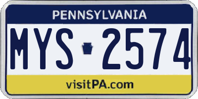 PA license plate MYS2574