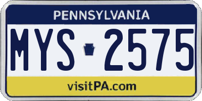 PA license plate MYS2575
