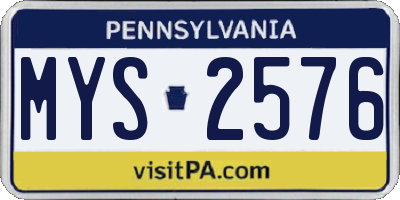 PA license plate MYS2576