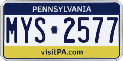 PA license plate MYS2577