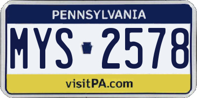 PA license plate MYS2578