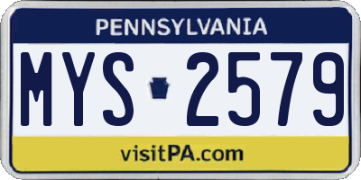PA license plate MYS2579