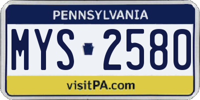 PA license plate MYS2580
