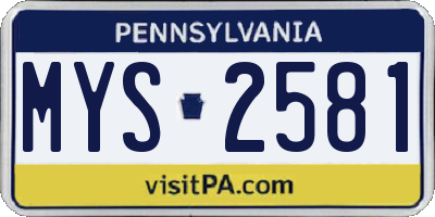 PA license plate MYS2581