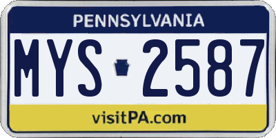 PA license plate MYS2587