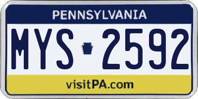 PA license plate MYS2592
