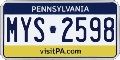 PA license plate MYS2598