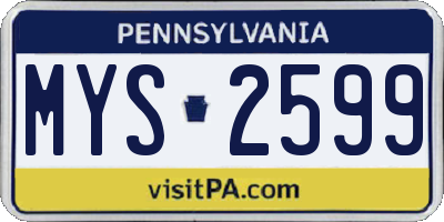 PA license plate MYS2599