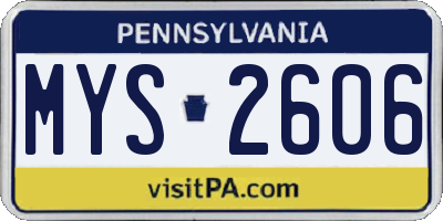 PA license plate MYS2606