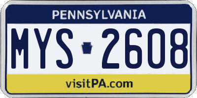 PA license plate MYS2608