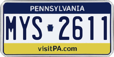 PA license plate MYS2611