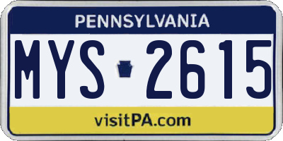 PA license plate MYS2615