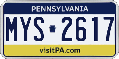 PA license plate MYS2617