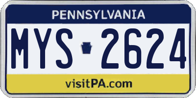 PA license plate MYS2624